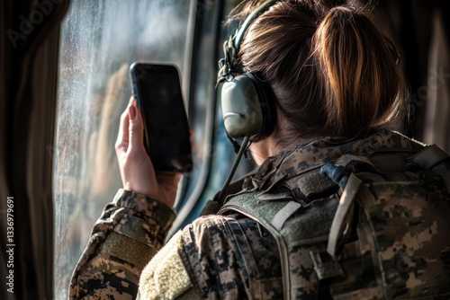Obraz na płótnie Soldier Woman Conducting Digital Surveillance Operations w salonie