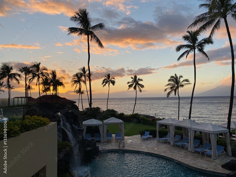 Obraz premium Wailea beach Maui pretty sunset
