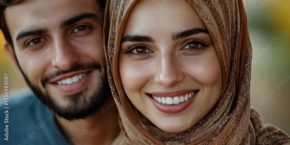 Smiling couple enjoying a sunny day outdoors in a natural setting with vibrant colors and a warm atmosphere Smiling couple enjoying a sunny day outdoors in a natural setting with vibrant colors and a warm atmosphere