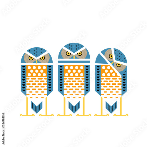 Burrowing Owls cute mid century modern design 