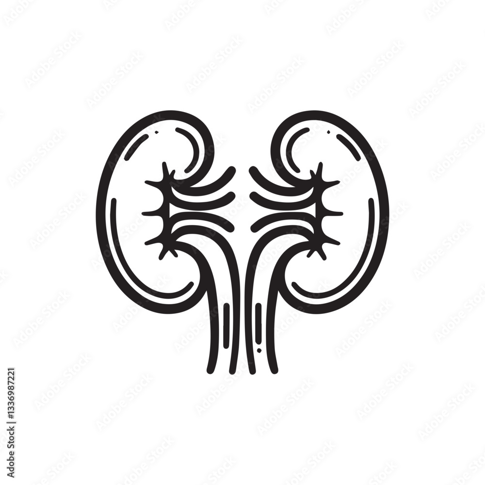 Obraz premium black kidneys of human anatomy. Illustration of human kidney organ.
