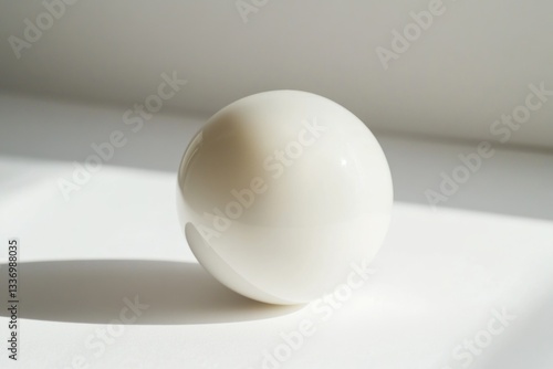 A single white egg sits atop a white table, simplicity and elegance