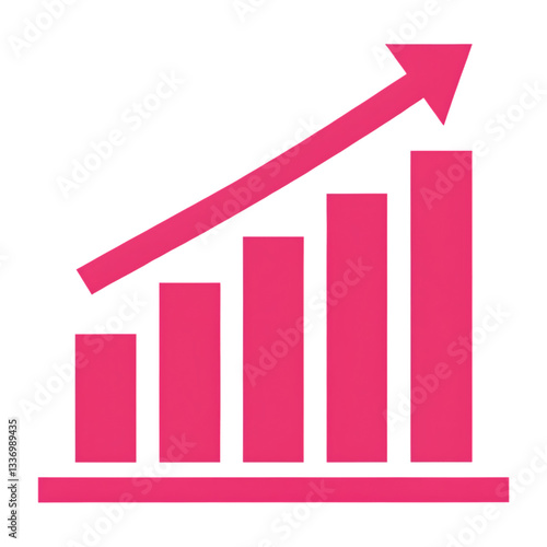 Free Download Pink bar graph with upward arrow, showing growth and success. - GFXLoad