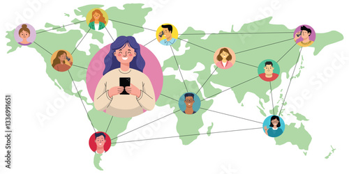 Global communication network connecting people through technology