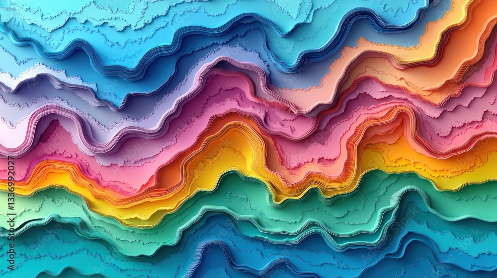 Obraz premium Colorful 3D wavy layers abstract background