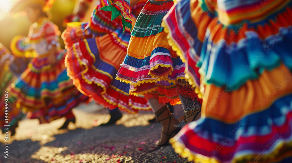 Fototapeta premium Colorful skirts swirl in vibrant dance celebration