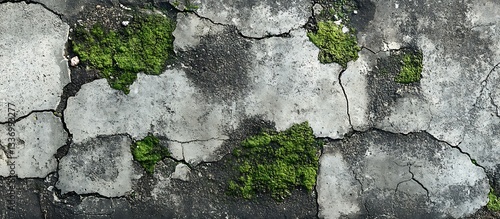 Obraz na płótnie Cracked pavement, moss growth w salonie