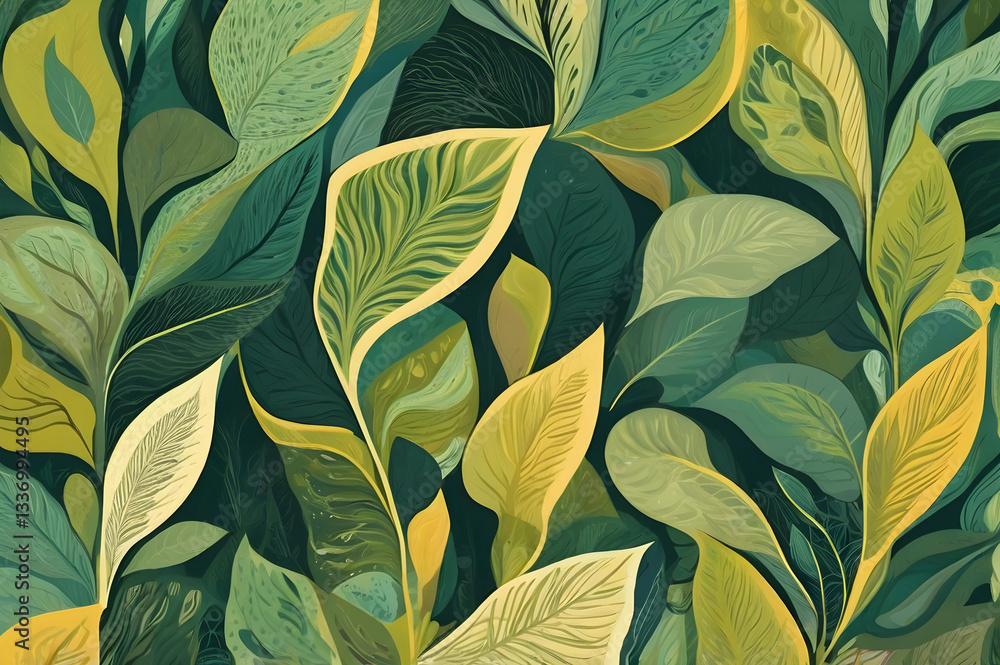 Fototapeta premium seamless pattern with leaves