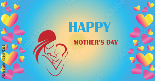 Happy Mother's Day with colorful background design vector