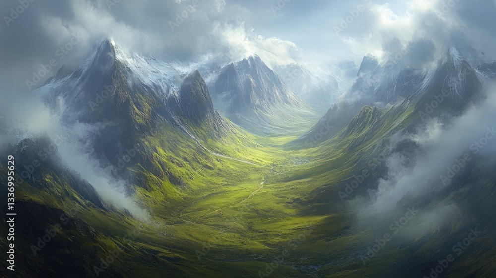 Majestic Mountain Valley: A Breathtaking Panorama of Nature's Majesty Majestic Mountain Valley: A Breathtaking Panorama of Nature's Majesty