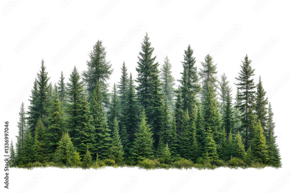 Fototapeta premium a group of trees in the middle of a forest cutout image and isolated on transparent background