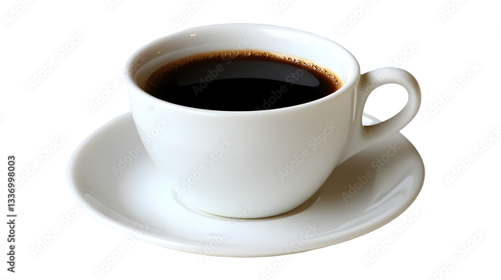 Aromatic Black Coffee in White Cup and Saucer Aromatic Black Coffee in White Cup and Saucer