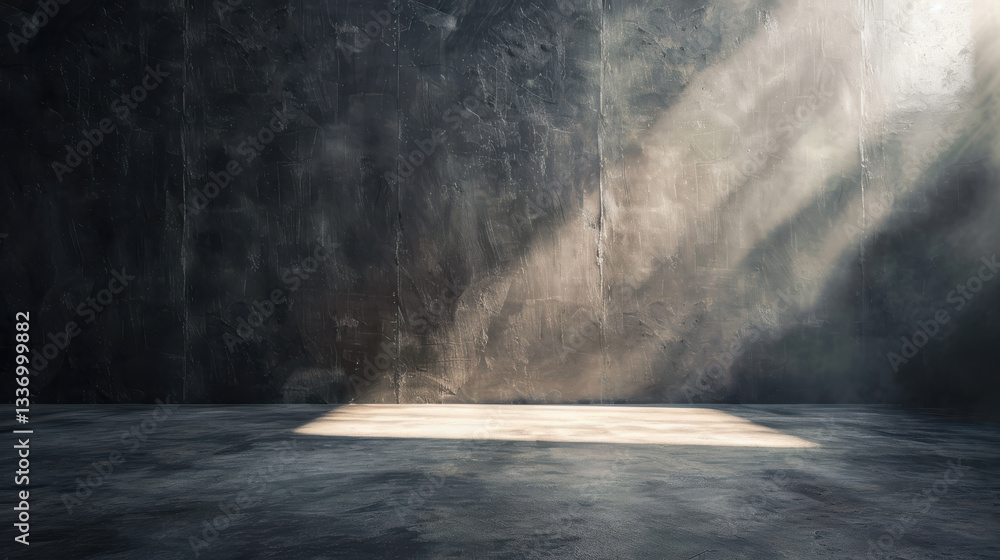 dimly lit room with textured gray walls and spotlight illuminating floor creates dramatic atmosphere dimly lit room with textured gray walls and spotlight illuminating floor creates dramatic atmosphere