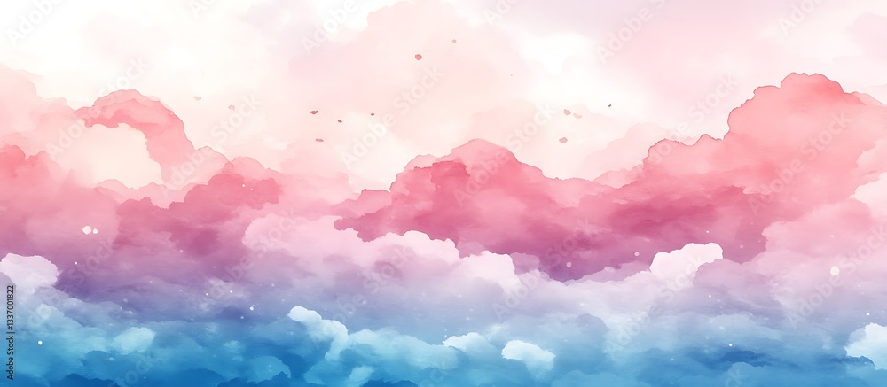 Pink, blue cloudscape; dreamy, soft