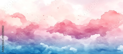 Obraz na płótnie Pink, blue cloudscape; dreamy, soft w salonie