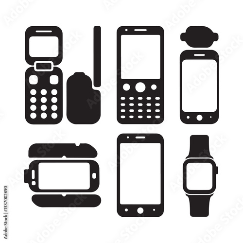set of mobile phones vector