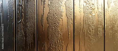 Obraz na płótnie Golden textured wall, vertical lines, metallic surface w salonie