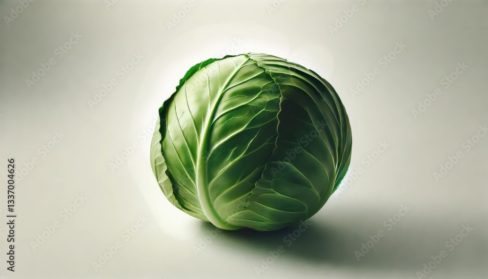 Fototapeta premium a fresh green cabbage, isolated on a white background