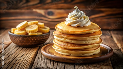 Wallpaper Mural Delicious Homemade Banana Pancakes with Creamy Custard - Stock Photo Torontodigital.ca