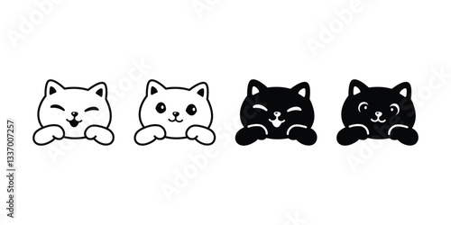 cat vector kitten calico smiling face icon logo symbol pet cartoon character illustration doodle design isolated clip art