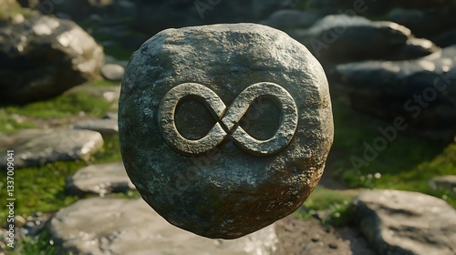 Obraz na płótnie Infinity symbol carved on a stone, nature background w salonie