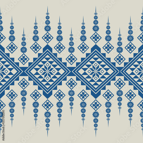 Geometric ethnic pattern, traditional tribal style. Design for fabric, clothing, wrapping, textile, batik, carpet, curtain, cushion, bedspread, wallpaper, illustration, background and embroidery.

