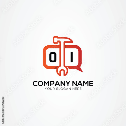 Letter OI Logo With Services Icon or Chat Logo Isolated Vector Illustration