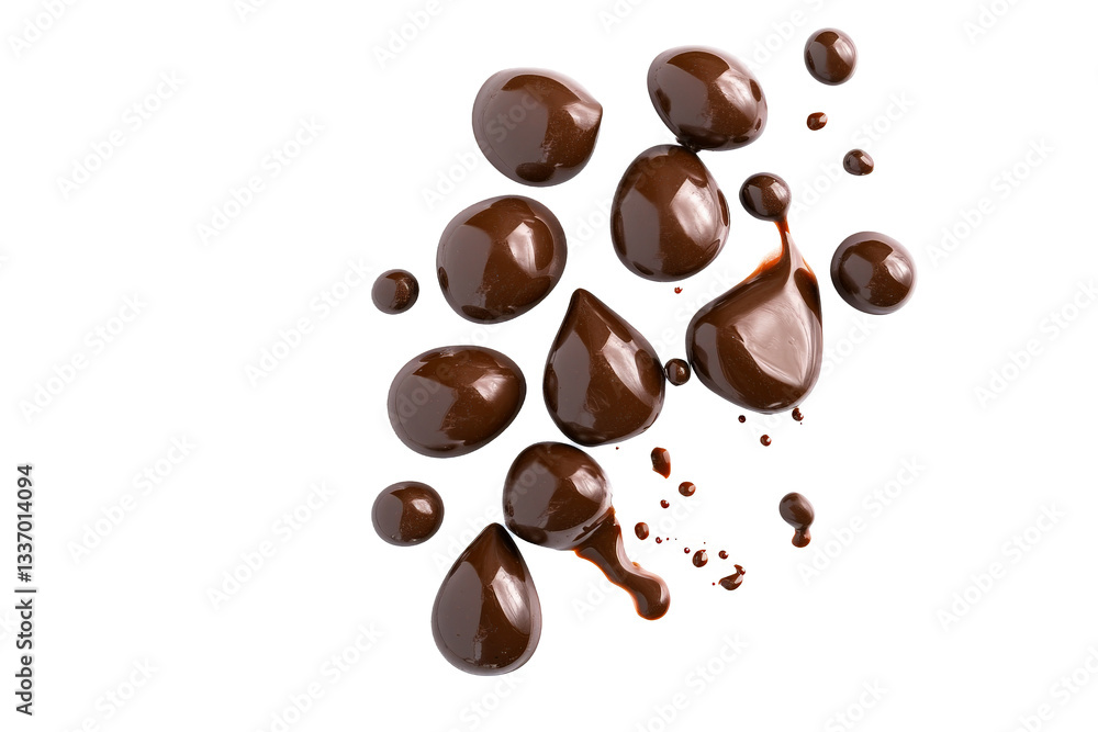 chocolate drops on white background cutout image and isolated on transparent background chocolate drops on white background cutout image and isolated on transparent background