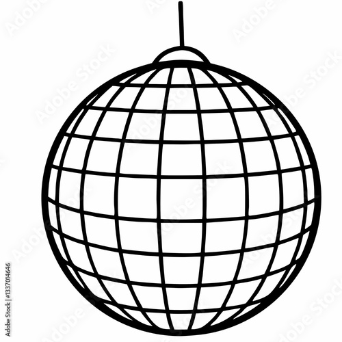 disco ball  line art on white background 
