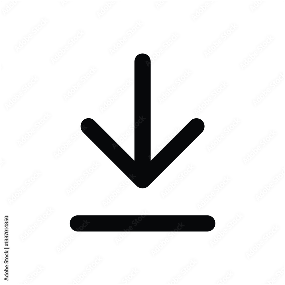 A simple download icon, commonly used to represent downloading files or content. A simple download icon, commonly used to represent downloading files or content.