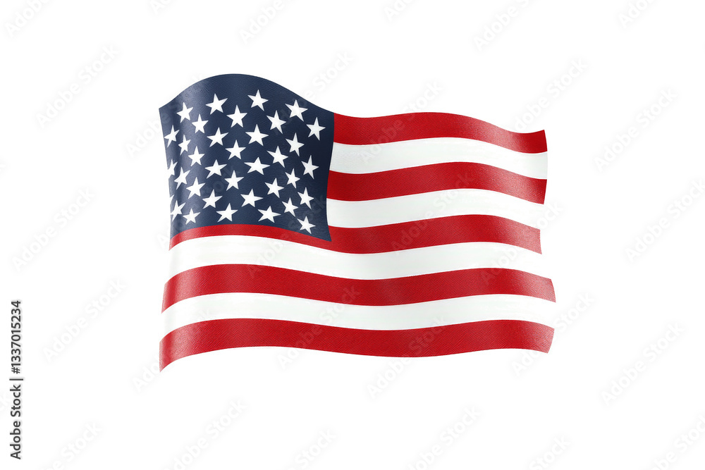 Obraz premium an american flag on a white background cutout image and isolated on transparent background 
