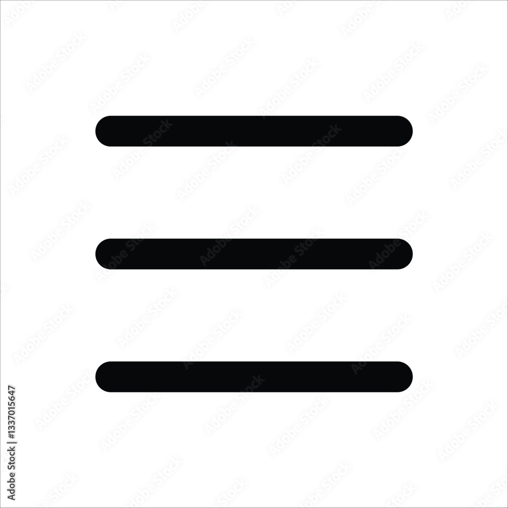 A three-line horizontal icon, commonly used to represent a menu or options. A three-line horizontal icon, commonly used to represent a menu or options.