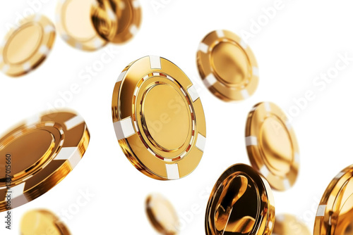 Obraz na płótnie gold coins falling from the top cutout image and isolated on transparent background w salonie