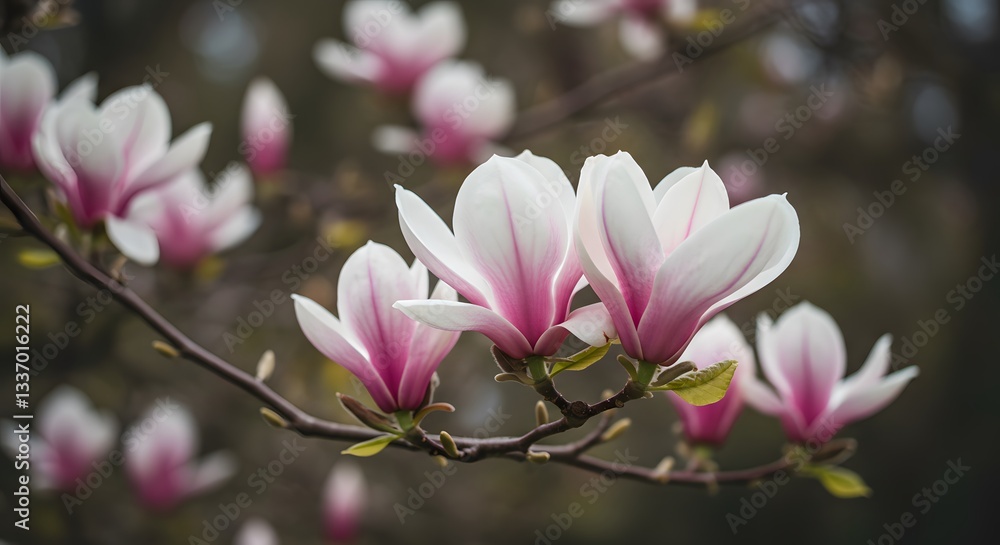 Obraz premium Magnolia Flowers Blooming in Spring Bringing Vibrant Color to Nature