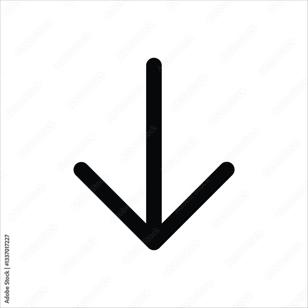 A simple down-pointing arrow, commonly used for navigation or download functions A simple down-pointing arrow, commonly used for navigation or download functions