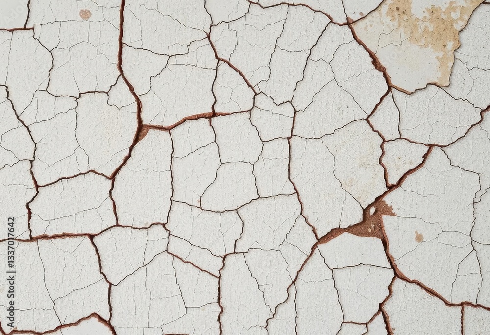 Fototapeta premium Cracked, soiled plaster wall; texture reveals age and decay, texture, rough