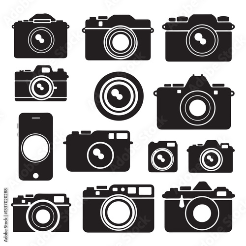   set of cameras silhouettes