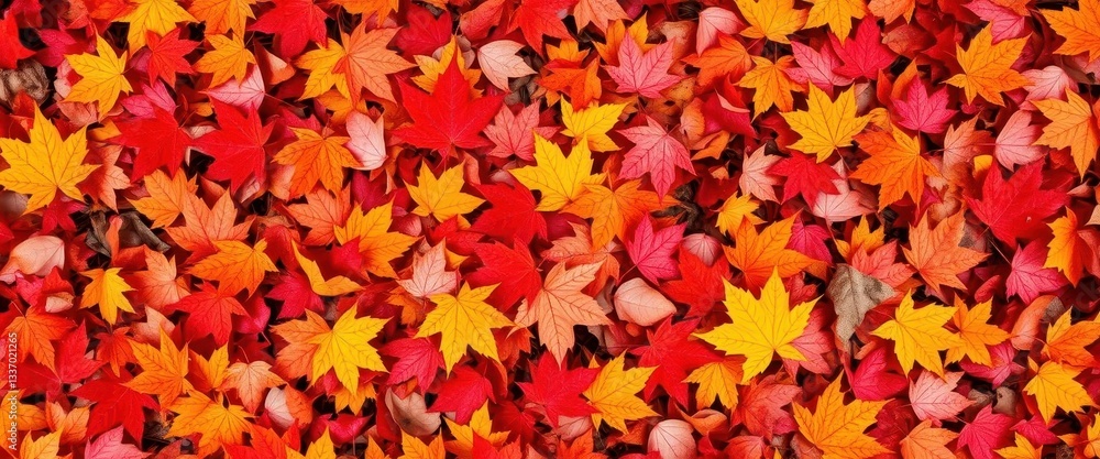 A vibrant tapestry of red, orange, and yellow fallen autumn leaves, oak, autumn colors A vibrant tapestry of red, orange, and yellow fallen autumn leaves, oak, autumn colors