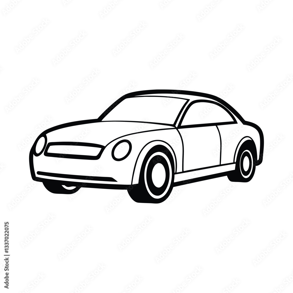 Classic Car Outline Vector – Black and White Auto Drawing Classic Car Outline Vector – Black and White Auto Drawing