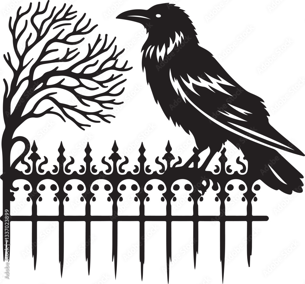 Fototapeta premium crow on a fence