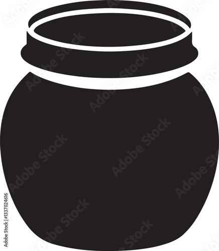 honey jar silhouette, black and white silhouette, vector and illustration