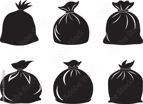 Wallpaper Mural set of trash bag silhouette, black and white silhouette, vector and illustration Torontodigital.ca