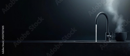 Dark Kitchen Faucet with Hot Water