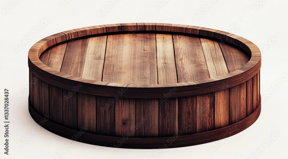 Wooden Barrel on White Background, Isolated, 3D Render Wooden Barrel on White Background, Isolated, 3D Render