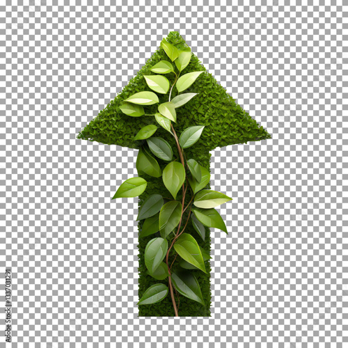 Sustainable Growth Concept with Leafy Arrow Design on transparent background, png, psd
