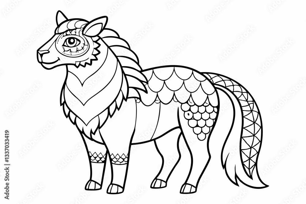 Obraz premium Coloring page line art black silhouette vector