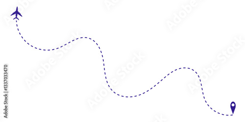 Airplane Route to Destination with Dotted Line Airplane routes set, Travel icon symbol, Travel 