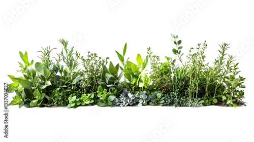Fresh Herb Garden Border  Culinary Herbs  Cooking Ingredients  Green Plants  Aromatic Herb