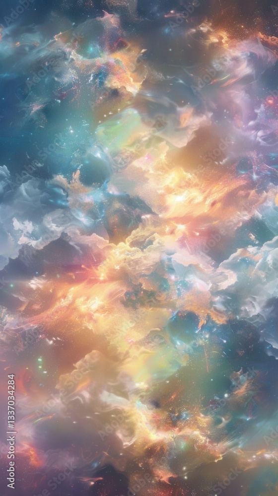 A vibrant cosmic scene filled with colorful clouds, stars, and a dreamy atmosphere, evoking a sense of wonder and exploration in the universe. A vibrant cosmic scene filled with colorful clouds, stars, and a dreamy atmosphere, evoking a sense of wonder and exploration in the universe.