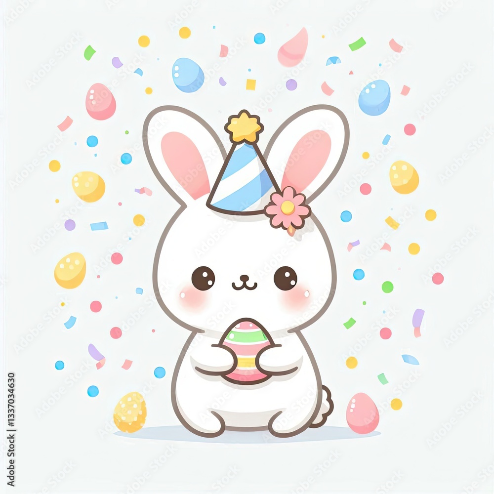Festive Bunny in Pastel Colors